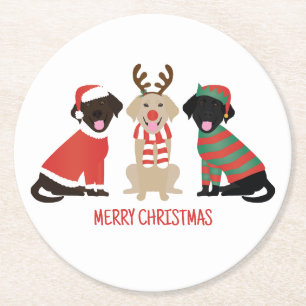 Merry Christmas Labrador Retriever Hunde Runder Pappuntersetzer