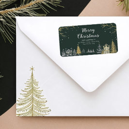 Merry Christmas Landscape Holiday Return Address Adressaufkleber