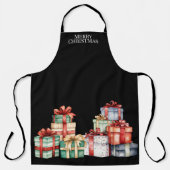 Merry Christmas, Large Christmas Gifts Wrapped Blk Schürze (Vorderseite)