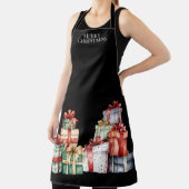 Merry Christmas, Large Christmas Gifts Wrapped Blk Schürze (InSitu)