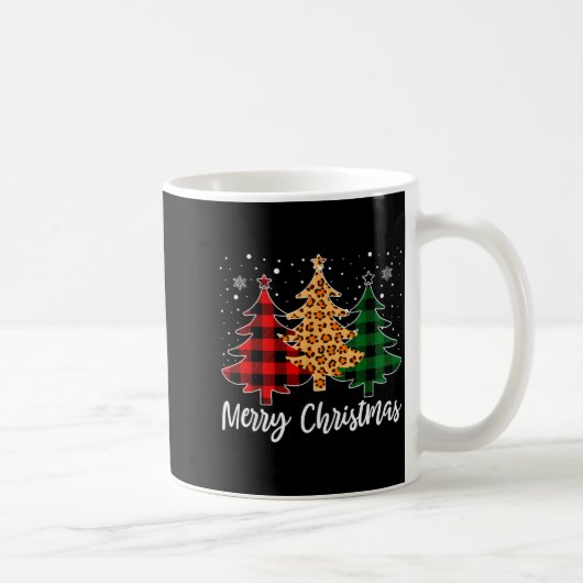 Merry Christmas Leopard Buffalo Plaid Christmas Tr Kaffeetasse (Rechts)