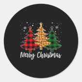 Merry Christmas Leopard Buffalo Plaid Christmas Tr Runder Aufkleber (Vorderseite)