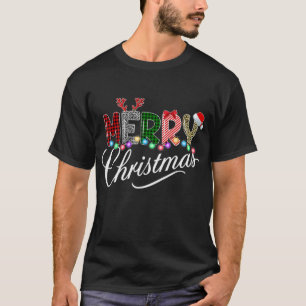 Merry Christmas Leopard Buffalo Red Pläd For Men T-Shirt