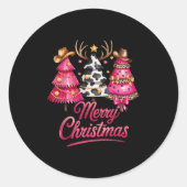 Merry Christmas Leopard Cowhide Nk Xmas Tree Rodeo Runder Aufkleber (Vorderseite)