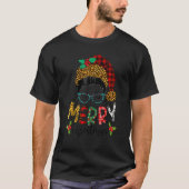 Merry Christmas Leopard Messy Bun Happy Xmas 5 T-Shirt (Vorderseite)