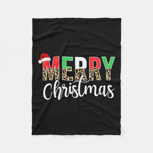 Merry Christmas Leopard Print Xmas Family Matching Fleecedecke (Vorderseite)