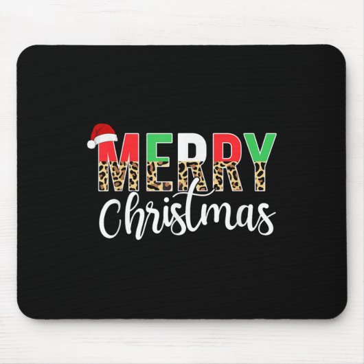 Merry Christmas Leopard Print Xmas Family Matching Mousepad (Vorne)