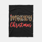Merry Christmas Leopard Santa Hat Cheetah Print Xm Fleecedecke (Vorderseite)