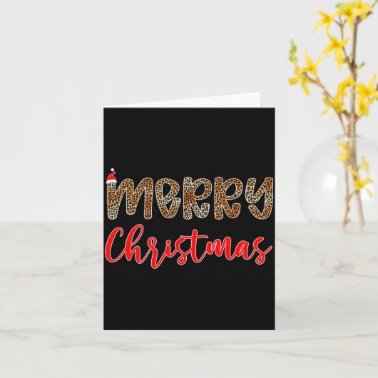 Merry Christmas Leopard Santa Hat Cheetah Print Xm Karte (Gelbe Blume)