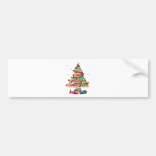 Merry Christmas Library Tree Autoaufkleber (Vorne)