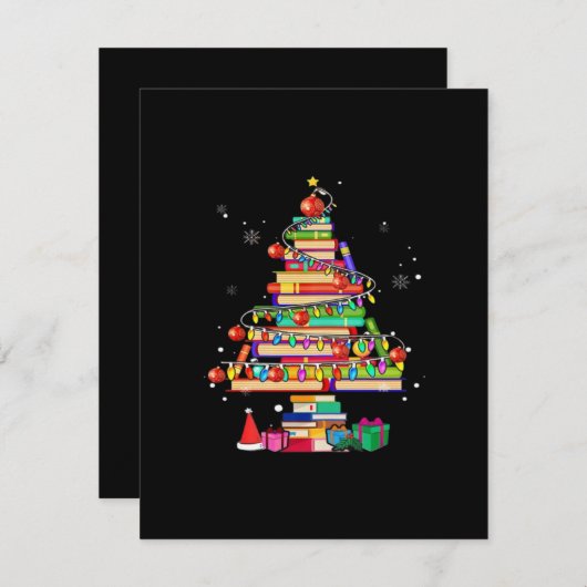 Merry Christmas Library Tree Begleitkarte (Vorne/Hinten)