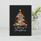 Merry Christmas Library Tree Book Reading Lover Li Einladung (Stehend Vorderseite)