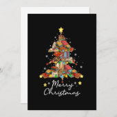 Merry Christmas Library Tree Book Reading Lover Li Einladung (Vorne/Hinten)