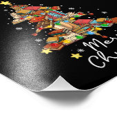 Merry Christmas Library Tree Book Reading Lover Li Fotodruck (Ecke)