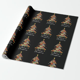Merry Christmas Library Tree Book Reading Lover Li Geschenkpapier