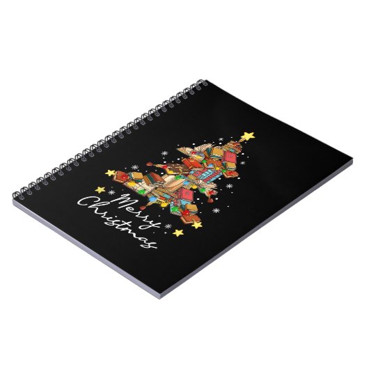 Merry Christmas Library Tree Book Reading Lover Li Notizblock (Linke Seite)