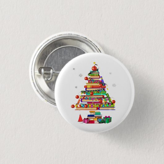Merry Christmas Library Tree Button (Vorne & Hinten)