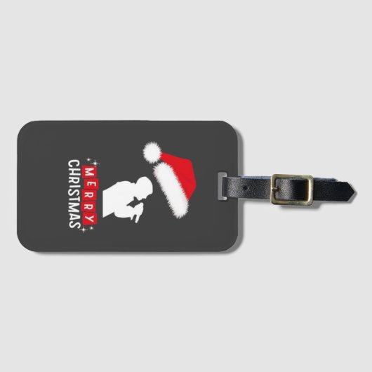 Merry Christmas Library Tree Gepäckanhänger (Vorderseite (Horizontal))