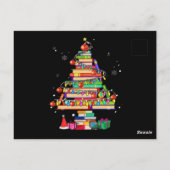 Merry Christmas Library Tree Postkarte (Rückseite)