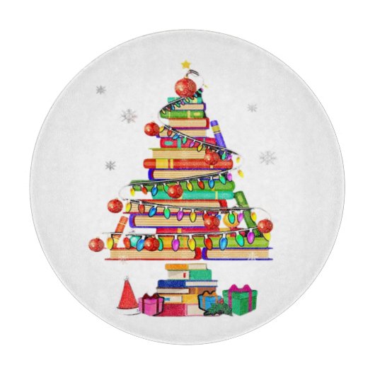Merry Christmas Library Tree Schneidebrett (Vorderseite)