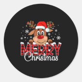 Merry Christmas Light Reindeer Xmas Matching Famil Runder Aufkleber (Vorderseite)