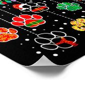 Merry Christmas Lights Dog Paw Xmas  Poster (Ecke)