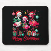Merry Christmas Lights Flamingo Santa Hat Snow Xma Mousepad (Vorne)