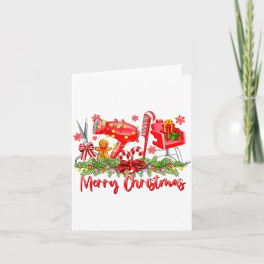 Merry Christmas Lights Hairstylist Tool Hairdresse Karte (Vorderseite)