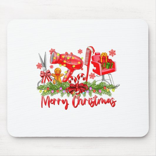 Merry Christmas Lights Hairstylist Tool Hairdresse Mousepad (Vorne)