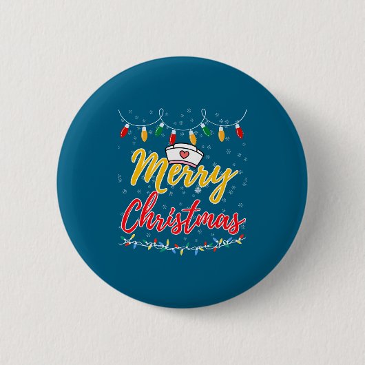 Merry Christmas Lights Nurse Hat Xmas Funny Nurse  Button (Vorderseite)
