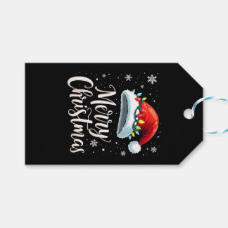 Merry Christmas Lights Red Santa Hat Tree Family Geschenkanhänger