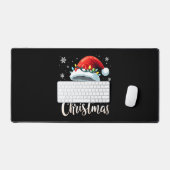 Merry Christmas Lights Red Santa Hat Tree Family Schreibtischunterlage (Tastatur & Maus)