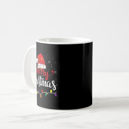 Merry Christmas Lights Red Santa Hat Xmas Family Kaffeetasse (Vorderseite Links)