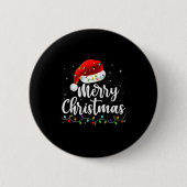 Merry Christmas Lights Red Santa Hat Xmas Family M Button (Vorderseite)