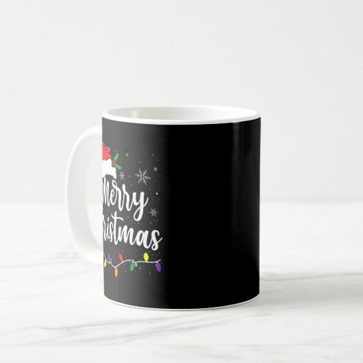 Merry Christmas Lights Red Santa Hat Xmas Family M Kaffeetasse (Vorderseite Links)