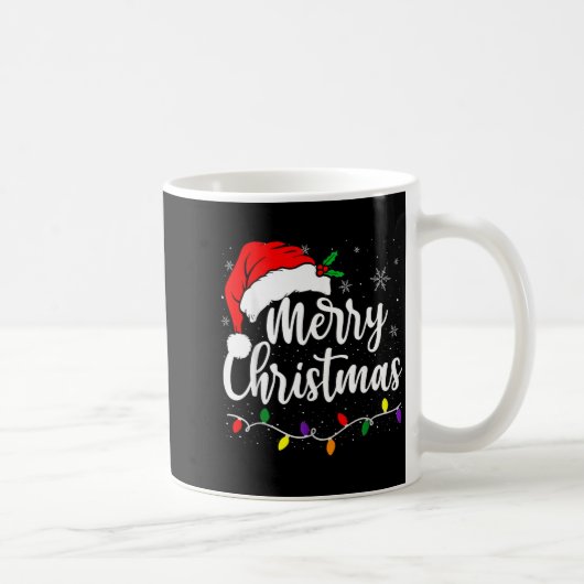 Merry Christmas Lights Red Santa Hat Xmas Family M Kaffeetasse (Rechts)