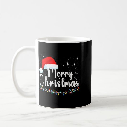 Merry Christmas Lights Red Santa Hat Xmas Family M Kaffeetasse (Links)