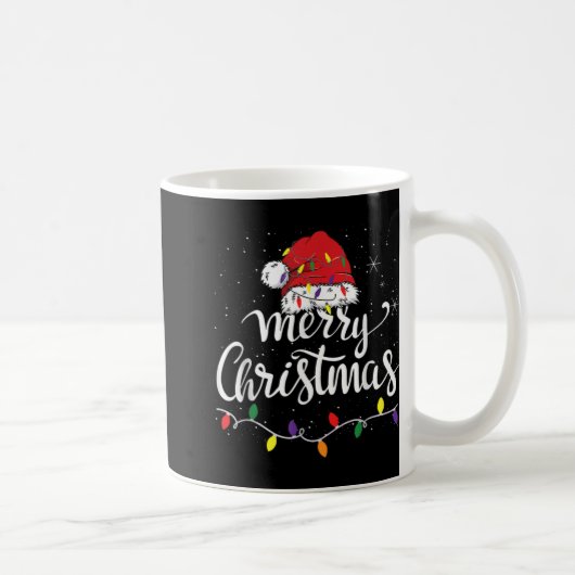 Merry Christmas Lights Red Santa Hat Xmas Family M Kaffeetasse (Rechts)