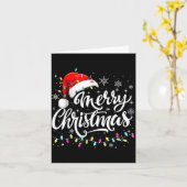 Merry Christmas Lights Red Santa Hat Xmas Family M Karte (Gelbe Blume)