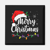 Merry Christmas Lights Red Santa Hat Xmas Family M Magnet (Vorne)