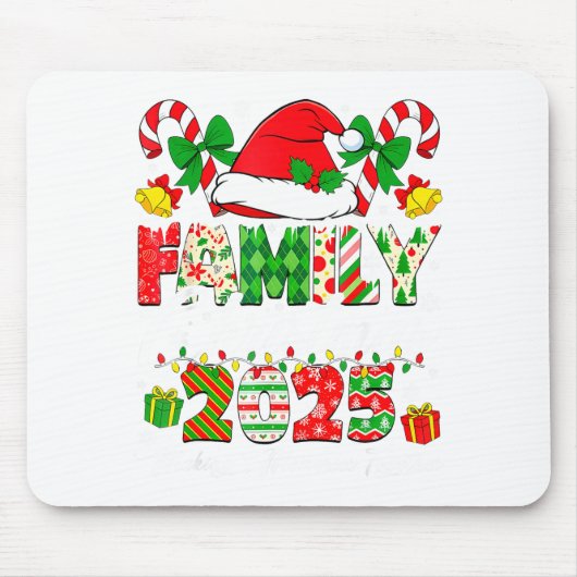 Merry Christmas Lights Red Santa Hat Xmas Family M Mousepad (Vorne)
