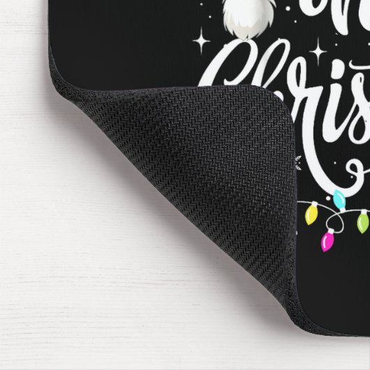 Merry Christmas Lights Red Santa Hat Xmas Family M Mousepad (Ecke)