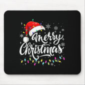 Merry Christmas Lights Red Santa Hat Xmas Family M Mousepad (Vorne)