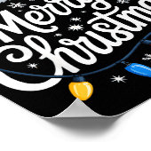 Merry Christmas Lights Red Santa Hat Xmas Family M Poster (Ecke)