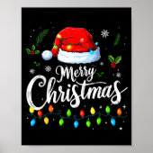 Merry Christmas Lights Red Santa Hat Xmas Family M Poster (Vorne)