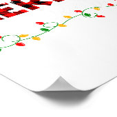 Merry Christmas Lights Red Santa Hat Xmas Family M Poster (Ecke)