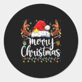 Merry Christmas Lights Red Santa Hat Xmas Family M Runder Aufkleber (Vorderseite)