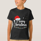 Merry Christmas Lights Red Santa Hat Xmas Family M T-Shirt (Vorderseite)