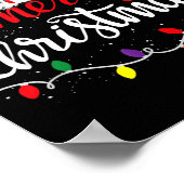 Merry Christmas Lights Red Santa Hat Xmas Family Poster (Ecke)