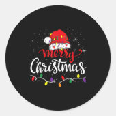 Merry Christmas Lights Red Santa Hat Xmas Family Runder Aufkleber (Vorderseite)